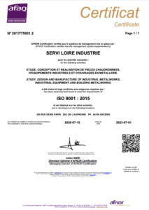 Certificat ISO 9001 : 2015